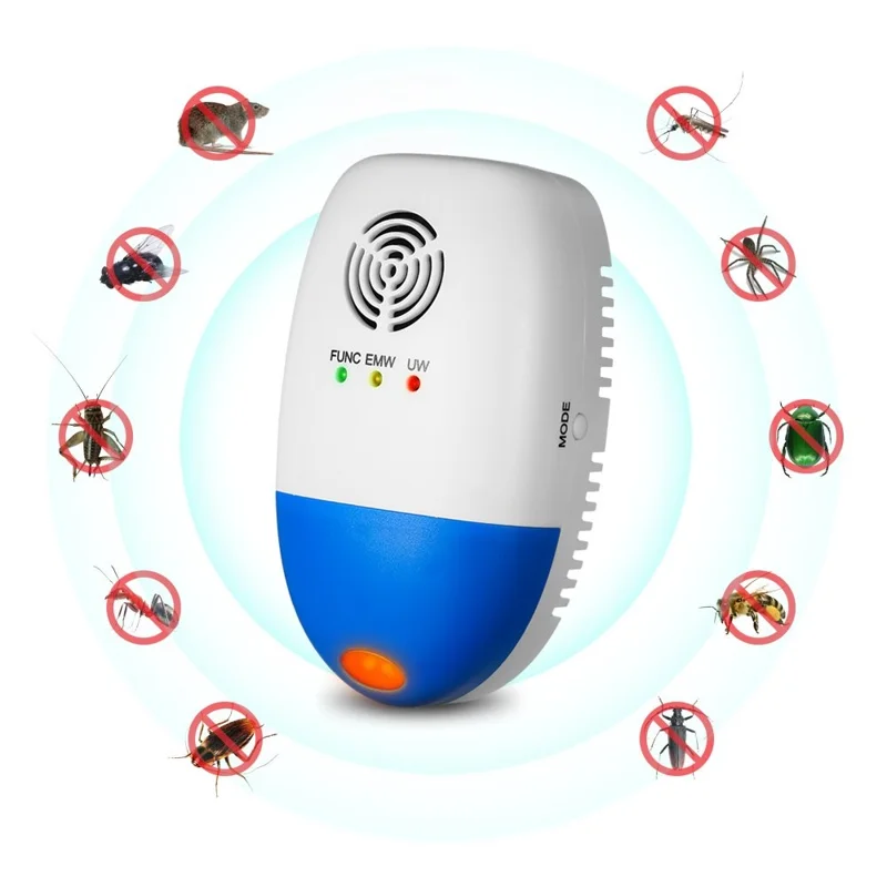 DC-9002 Leistungsstarker Schädlingsvertreiber 6 Modi Ultraschall-Elektronischer Vertreiber für Mäuse, Moskitos, Kakerlaken