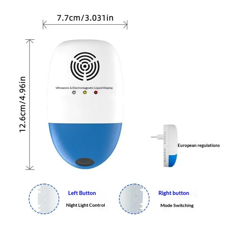 DC-9002 Leistungsstarker Schädlingsvertreiber 6 Modi Ultraschall-Elektronischer Vertreiber für Mäuse, Moskitos, Kakerlaken