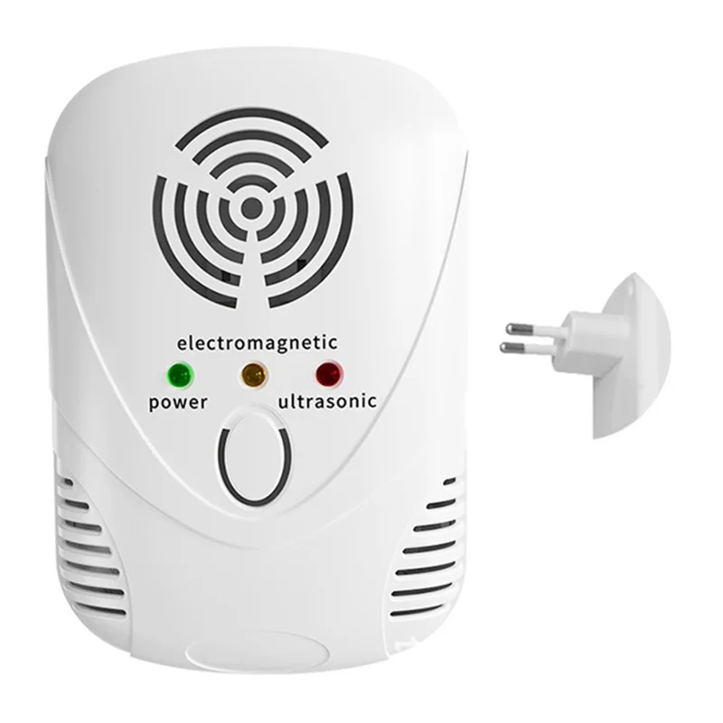 DC-9001 Ultrasonic Electromagnetic Rodent Repeller Auto Frequency Pest Repeller Electronic Insect Control Device for Home, EU Plug
