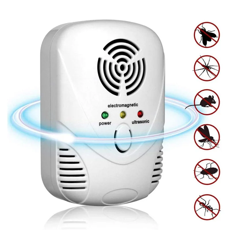DC-9001 Ultrasonic Electromagnetic Rodent Repeller Auto Frequency Pest Repeller Electronic Insect Control Device for Home, EU Plug