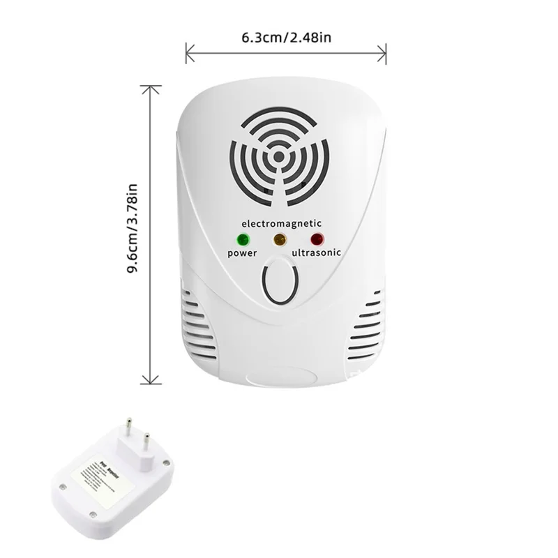 DC-9001 Ultrasonic Electromagnetic Rodent Repeller Auto Frequency Pest Repeller Electronic Insect Control Device for Home, EU Plug