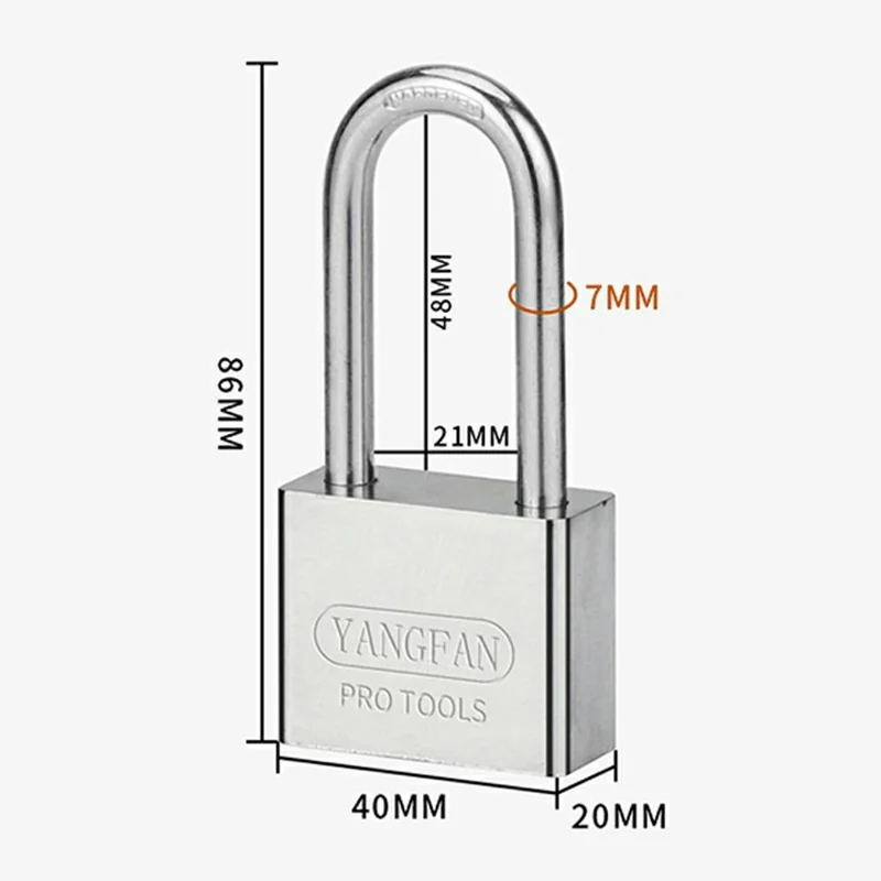Waterproof Padlock 40mm Long Shackle Rustproof Security Lock with 3 Keys for Home  /  Outdoor Protection