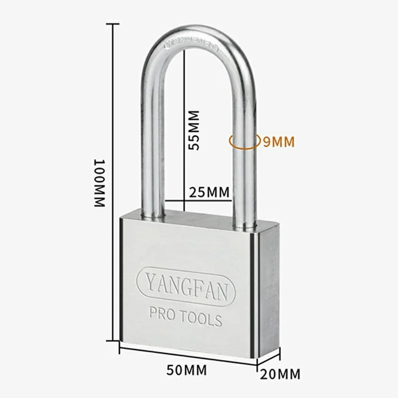 Waterproof Padlock 50mm Long Shackle Rustproof Security Lock with 3 Keys for Home  /  Outdoor Protection