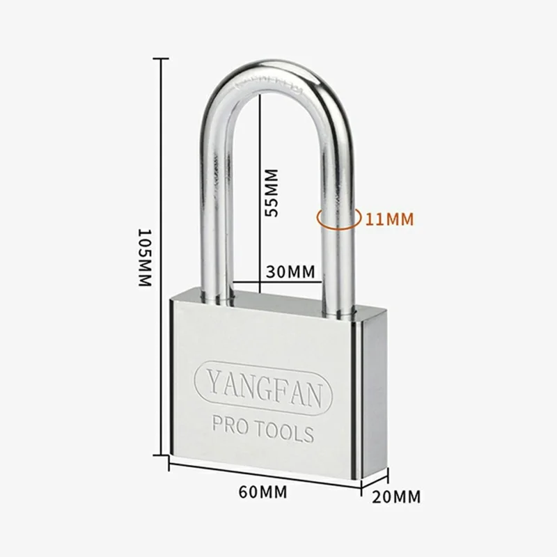 Waterproof Padlock 60mm Long Shackle Rustproof Security Lock with 3 Keys for Home  /  Outdoor Protection