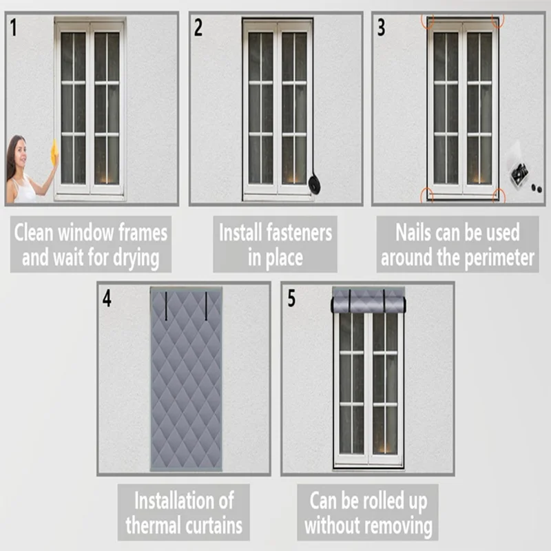 26×38 inch 3 Layer Winter Insulated Window Cover Oxford Cloth Frostproof Window Blanket with Magic Tape Cold-Proof Curtain Set