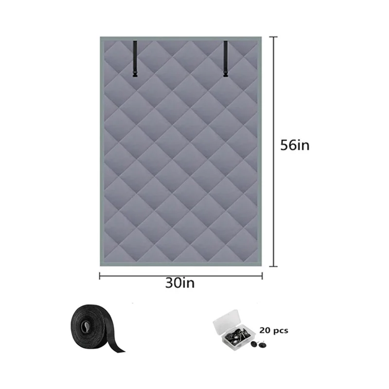 30×56 inch 3 Layer Winter Insulated Window Cover Oxford Cloth Frostproof Window Blanket with Magic Tape Cold-Proof Curtain Set