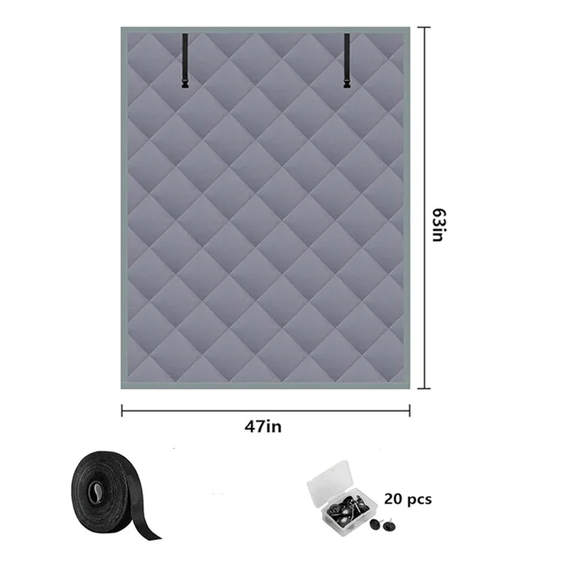 47×63 inch 3 Layer Winter Insulated Window Cover Oxford Cloth Frostproof Window Blanket with Magic Tape Cold-Proof Curtain Set