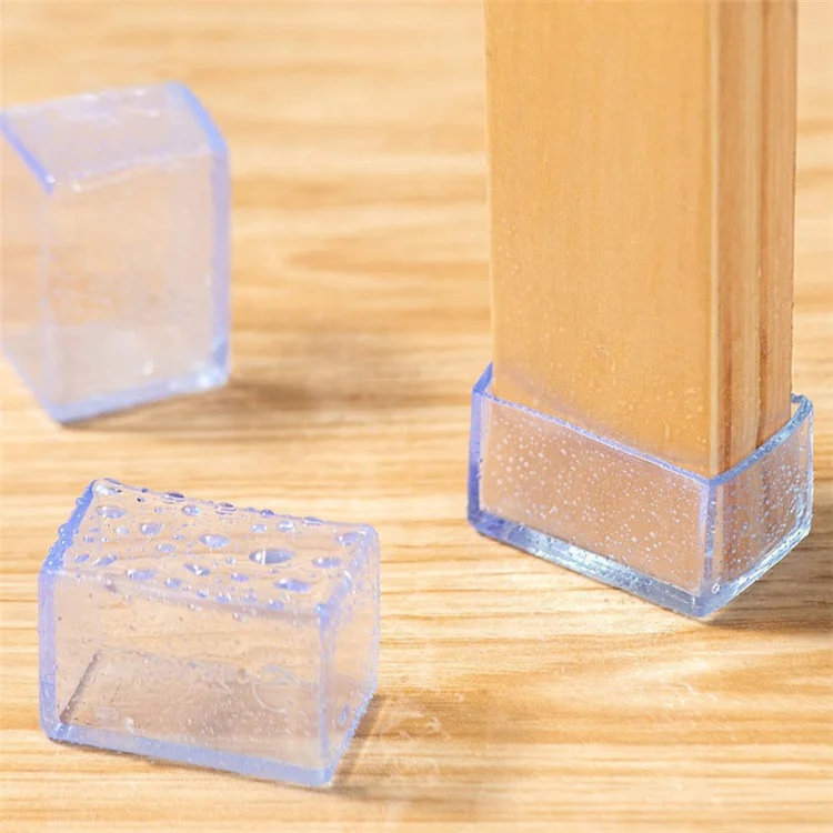4 pièces / ensemble de 20 * 30 mm Housses de meubles rectangulaires Caps Clear Rubber Table Feet Pads Chair Leg Floor Protectors