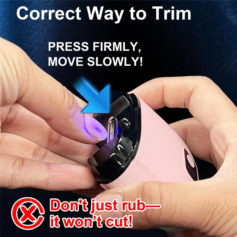 FK310 Elektrische Nagelschere für Kinder und Erwachsene, leiser Betrieb, Nagelschneider und Fräser mit 3 Geschwindigkeitsstufen, LED-Licht - Rosa