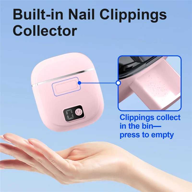 FK310 For Children Adults Electric Nail Clipper Silent Operation Nail Cutter Grinder with 3 Speed Modes LED Light - White