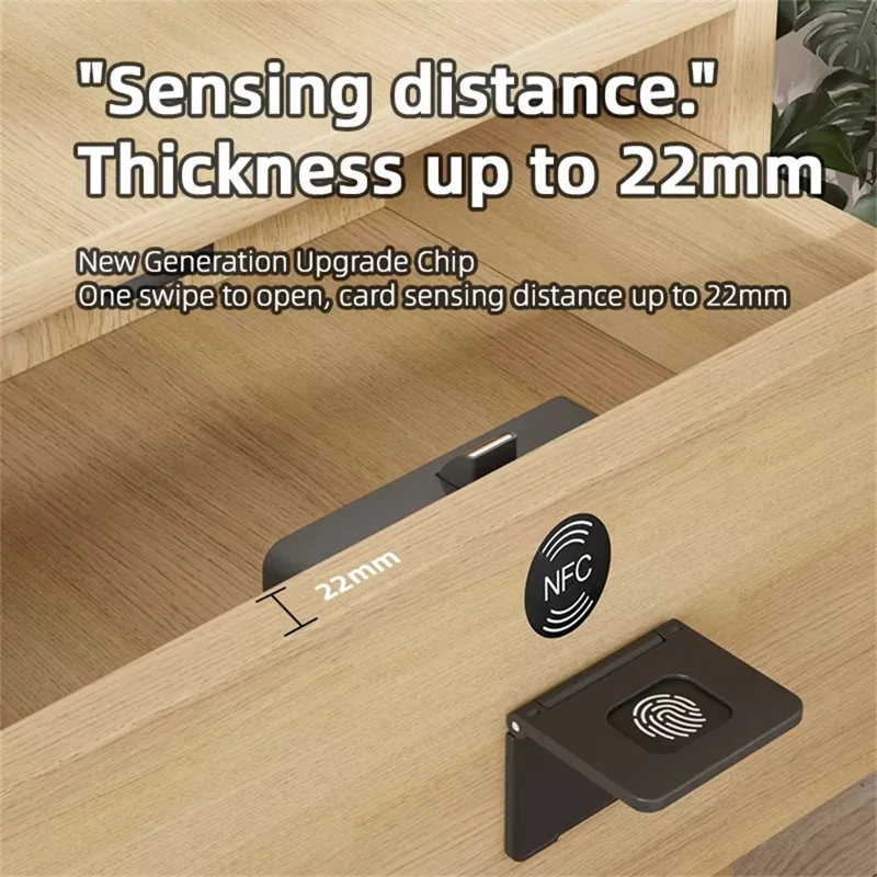 F079 Smarte NFC-Schubladensperre ohne Bohren mit integriertem Chipkarten-Leser für Sauna-Schränke – Schwarz