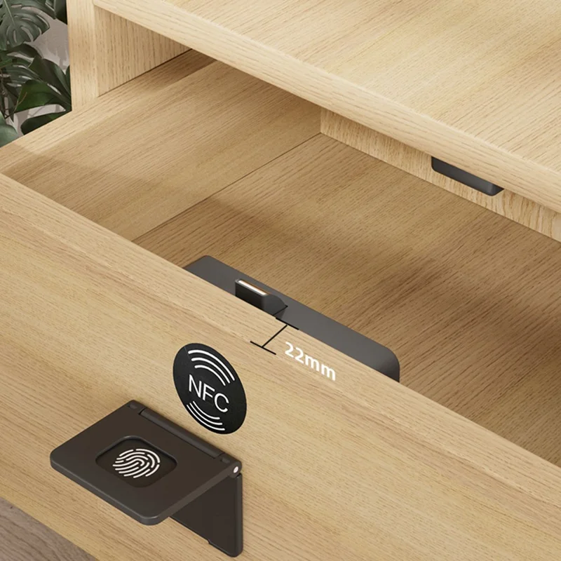 F079 Smarte NFC-Schubladensperre ohne Bohren mit integriertem Chipkarten-Leser für Sauna-Schränke – Schwarz