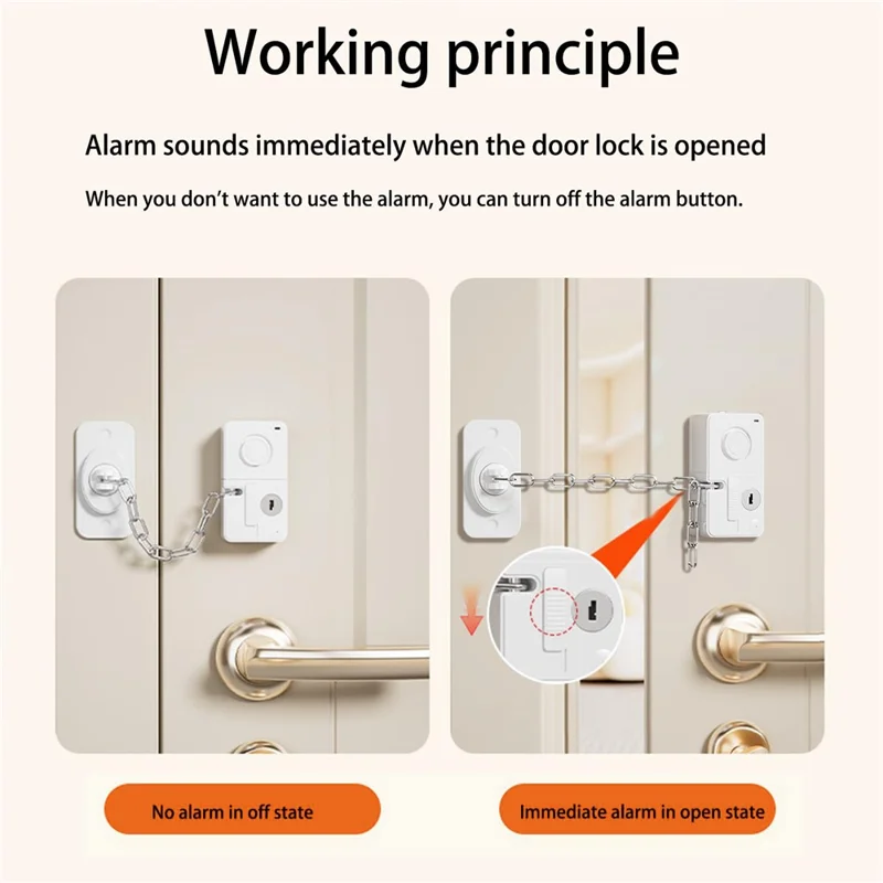 F2401 قفل أمان متعدد الوظائف للأطفال، إنذار للأبواب والنوافذ، واقي منزلي، قفل أدراج، مانع نافذة - أبيض