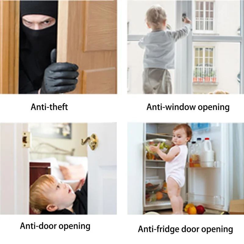 F2401 قفل أمان متعدد الوظائف للأطفال، إنذار للأبواب والنوافذ، واقي منزلي، قفل أدراج، مانع نافذة - أبيض