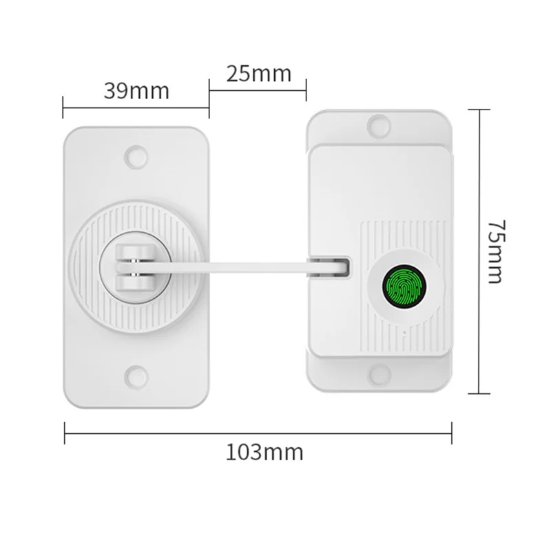 V85 Flat Smart Fingerprint Lock Fast Recognition Home Security Lock for Door Window Drawer Child Pet Protection - White