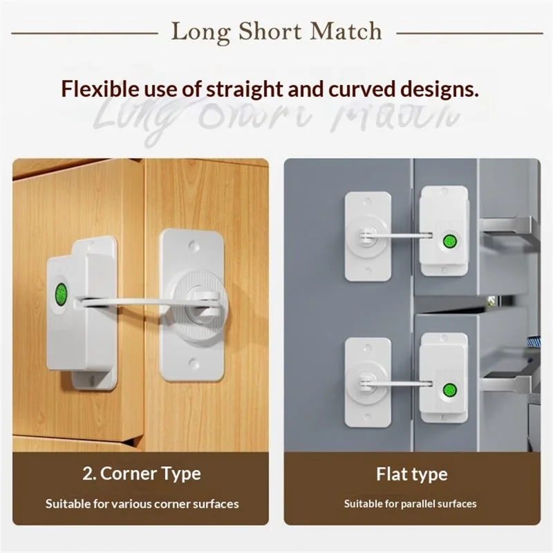 V85 Flat Smart Fingerprint Lock Fast Recognition Home Security Lock for Door Window Drawer Child Pet Protection - White