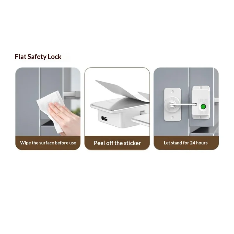 V85 Flat Smart Fingerprint Lock Fast Recognition Home Security Lock for Door Window Drawer Child Pet Protection - White