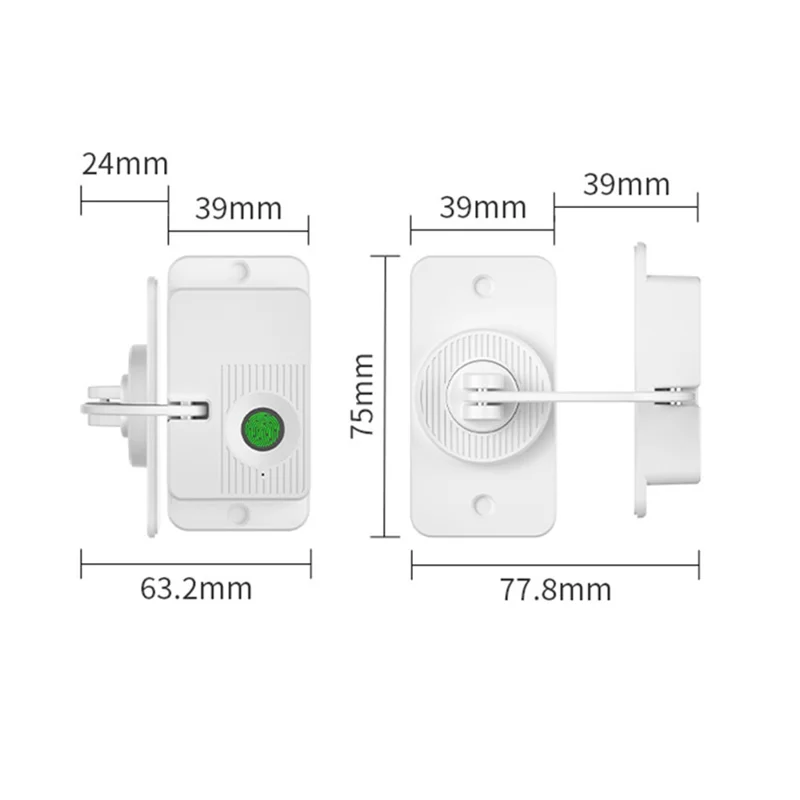 V86 Corner Type Smart Fingerprint Lock Fast Recognition Home Security Lock for Door Window Drawer Child Pet Protection - White
