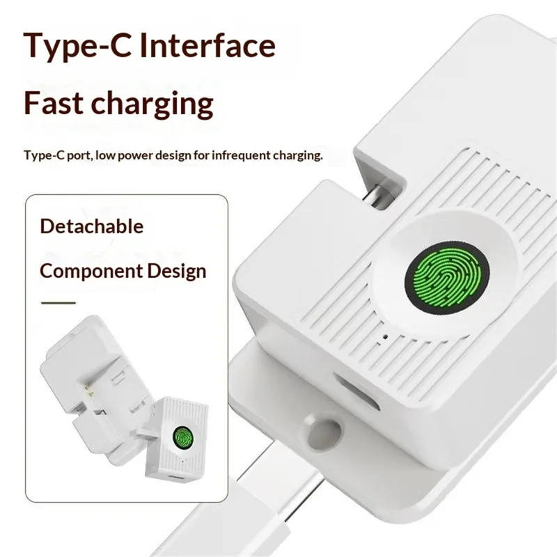 V86 Corner Type Smart Fingerprint Lock Fast Recognition Home Security Lock for Door Window Drawer Child Pet Protection - White