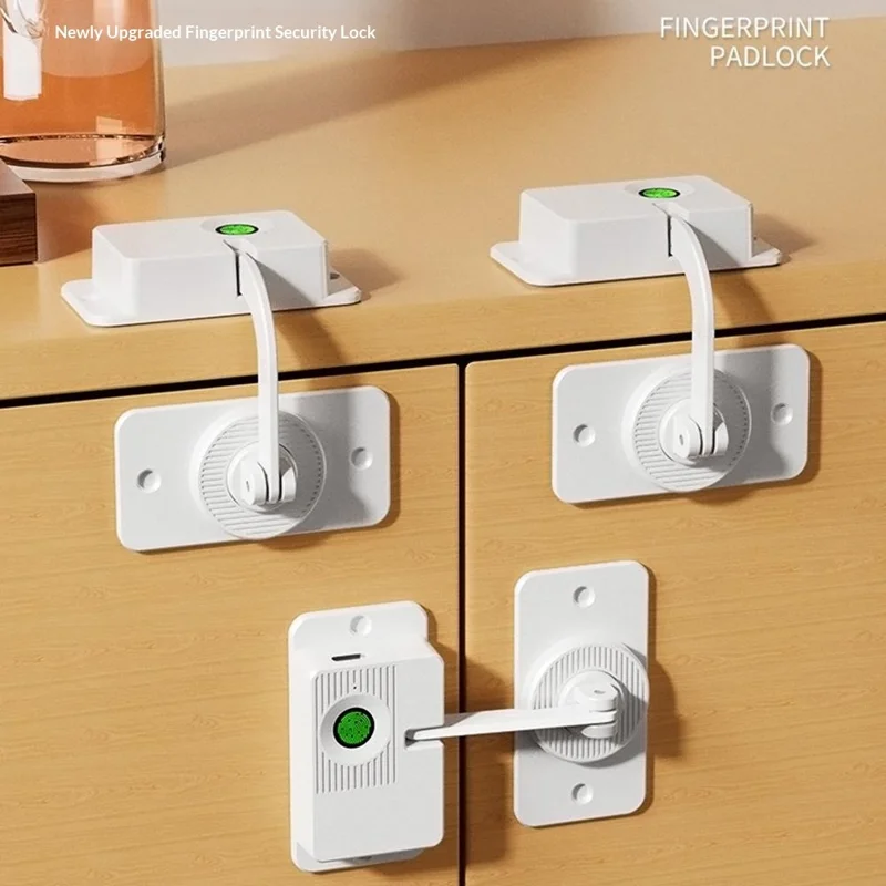 V86 Corner Type Smart Fingerprint Lock Fast Recognition Home Security Lock for Door Window Drawer Child Pet Protection - White