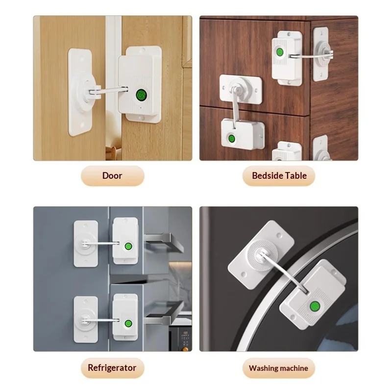 V86 Corner Type Smart Fingerprint Lock Fast Recognition Home Security Lock for Door Window Drawer Child Pet Protection - White