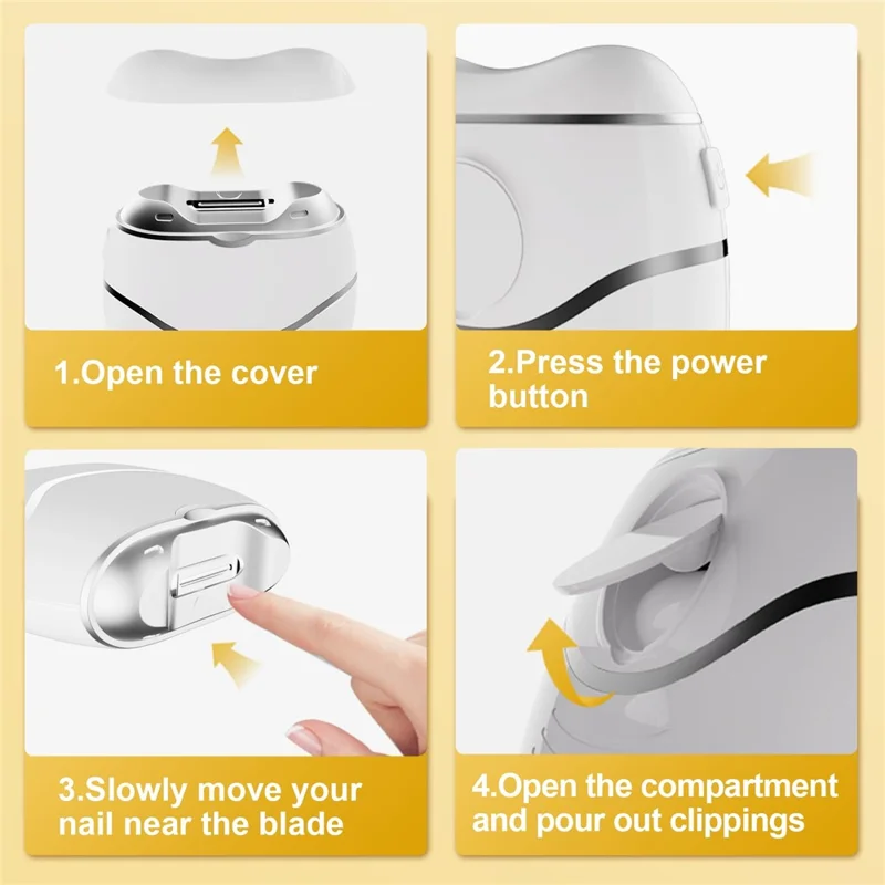 FK308 Автоматическая электрическая машинка для стрижки ногтей, многофункциональная машинка-гризер для ногтей, бесшумная, для детей, взрослых, пожилых людей — белый + серебристый
