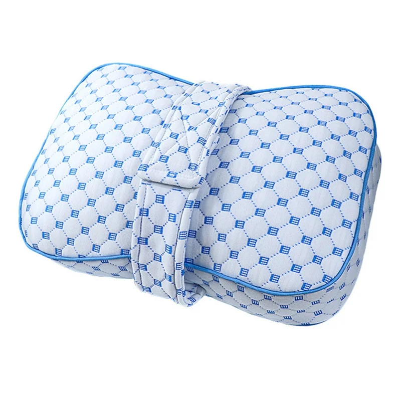 PP Cotton Knee Side Sleep Pillow with Straps Memory Foam Pregnancy Leg Cushion Double Grooves Knee Protection - Ice Blue