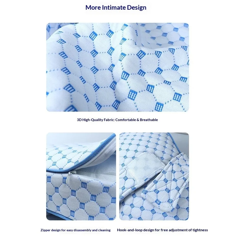 PP Cotton Knee Side Sleep Pillow with Straps Memory Foam Pregnancy Leg Cushion Double Grooves Knee Protection - Ice Blue