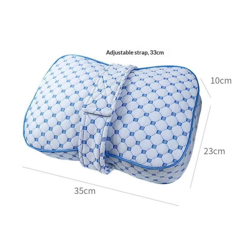 PP Cotton Knee Side Sleep Pillow with Straps Memory Foam Pregnancy Leg Cushion Double Grooves Knee Protection - Ice Blue