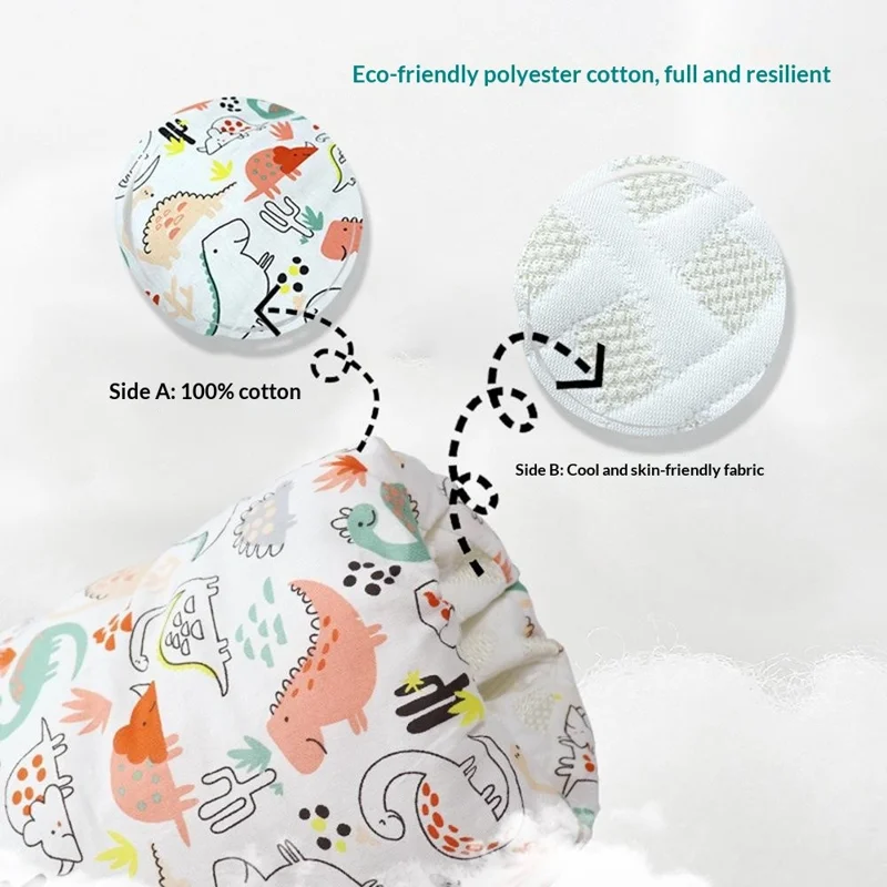 Oreiller d'Allaitement Double Face pour Bébé, Coussin Confortable pour Nouveau-né, Lavable en Machine - Petit Dragon Bleu