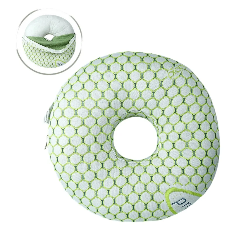 Cuscino Rotondo con Foro Singolo per Protezione dell'Orecchio, Cuscino per Protezione del Collo durante il Sonno Laterale con Fodera Rimovibile Lavabile - Verde