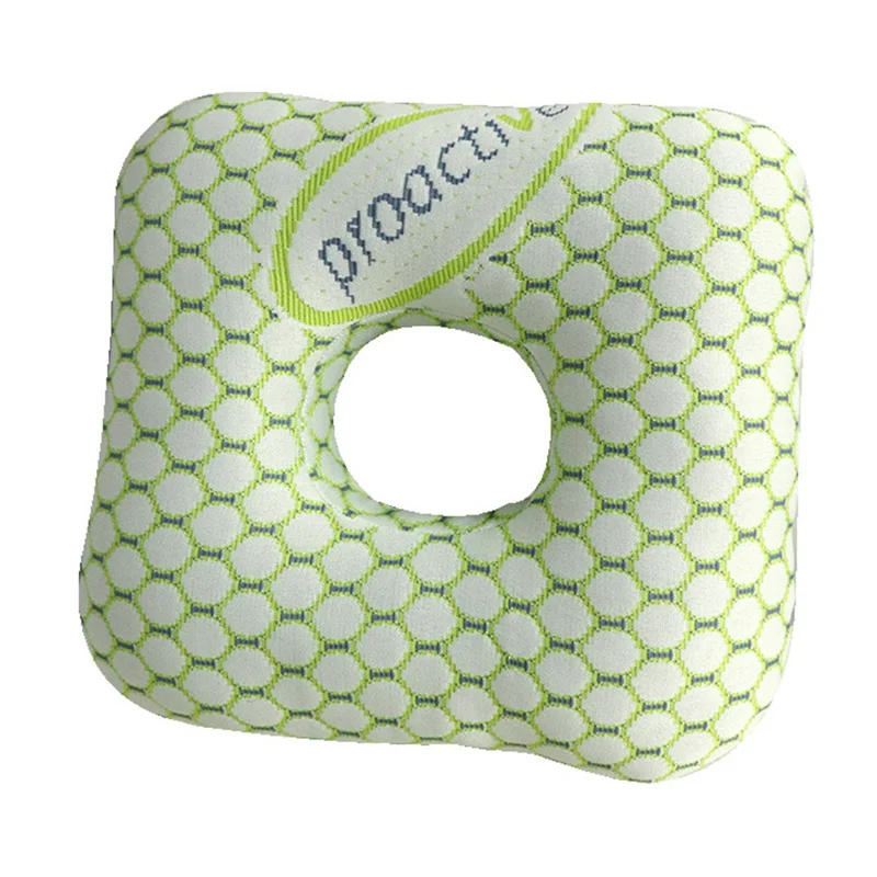 Oreiller carré en coton PP avec trou d'oreille unique, coussin de protection pour le cou pour dormir sur le côté, entièrement lavable - Vert