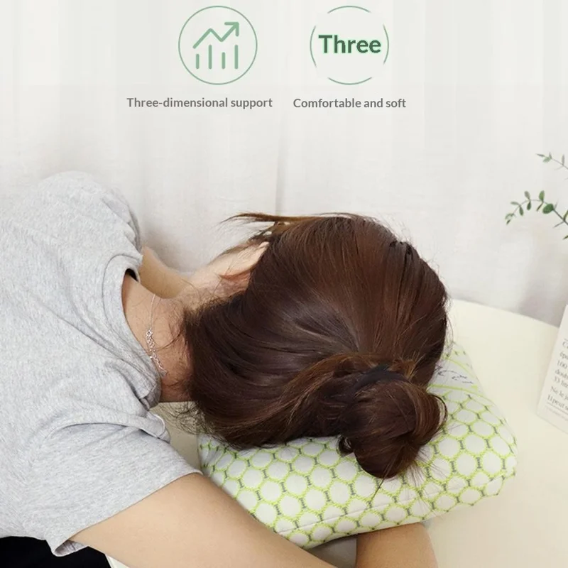 Oreiller carré en coton PP avec trou d'oreille unique, coussin de protection pour le cou pour dormir sur le côté, entièrement lavable - Vert