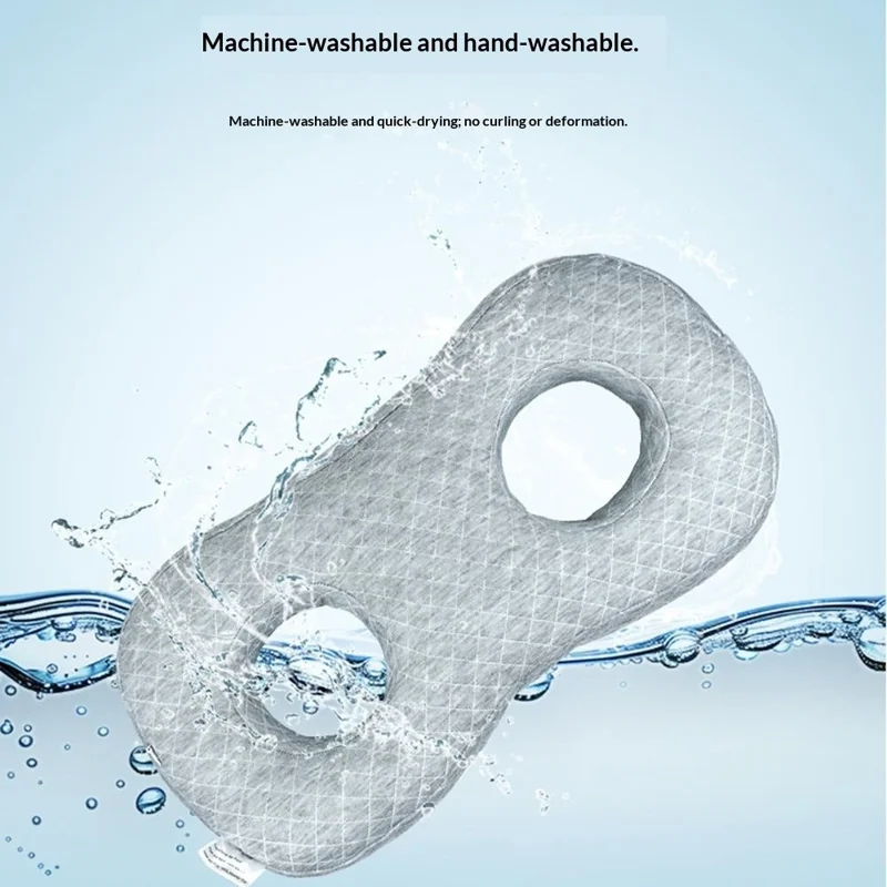 Cuscino a Forma di 8 con Doppio Foro per le Orecchie per il Supporto del Collo dei Dormitori sul Fianco, Protezione della Colonna Cervicale, Cuscino per il Sonno di Bellezza - Grigio a Quadri