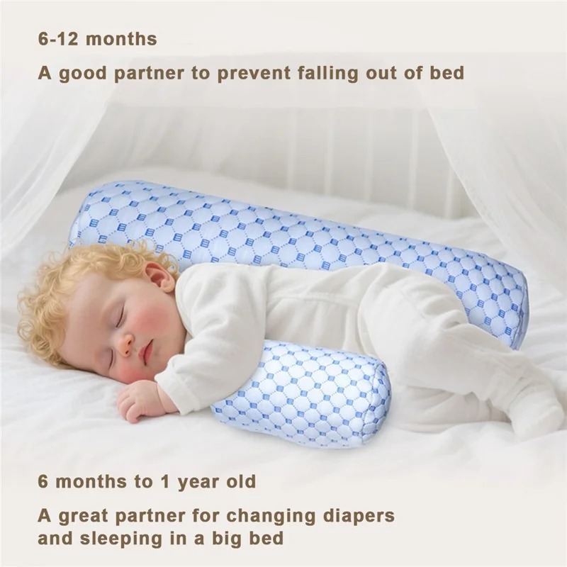 Cuscino Laterale con Poggiatesta per Bambini 6-12 Mesi in Morbida Seta di Latte, Antiscivolo a Forma di U - Blu Ghiaccio