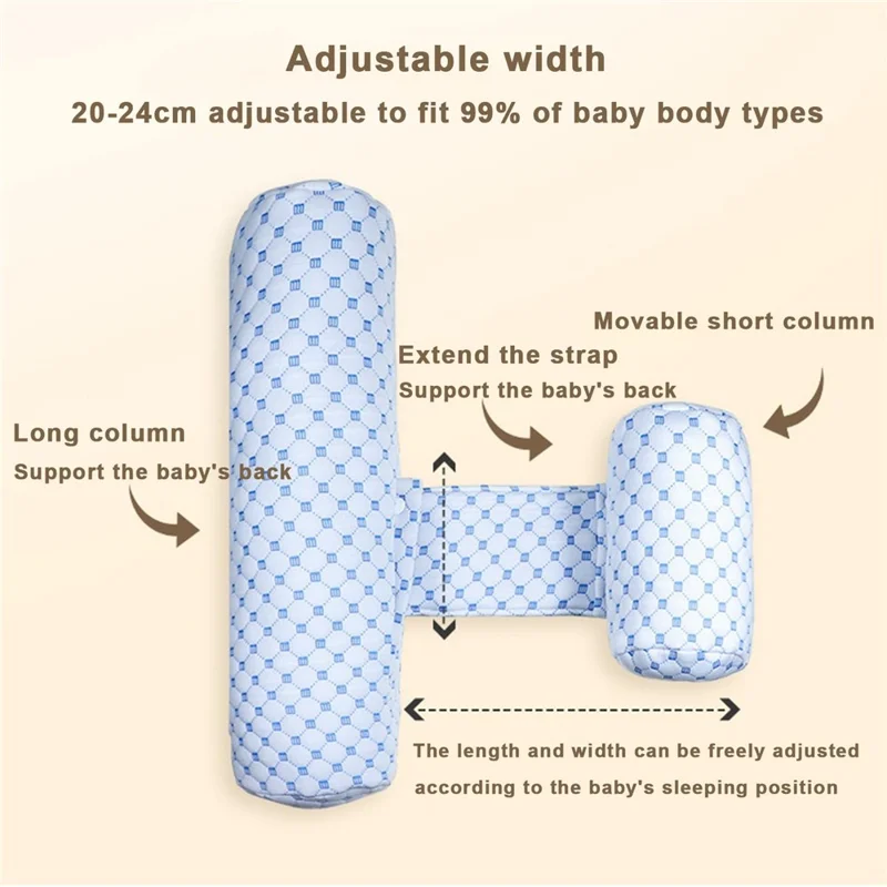 Cuscino Laterale con Poggiatesta per Bambini 6-12 Mesi in Morbida Seta di Latte, Antiscivolo a Forma di U - Blu Ghiaccio