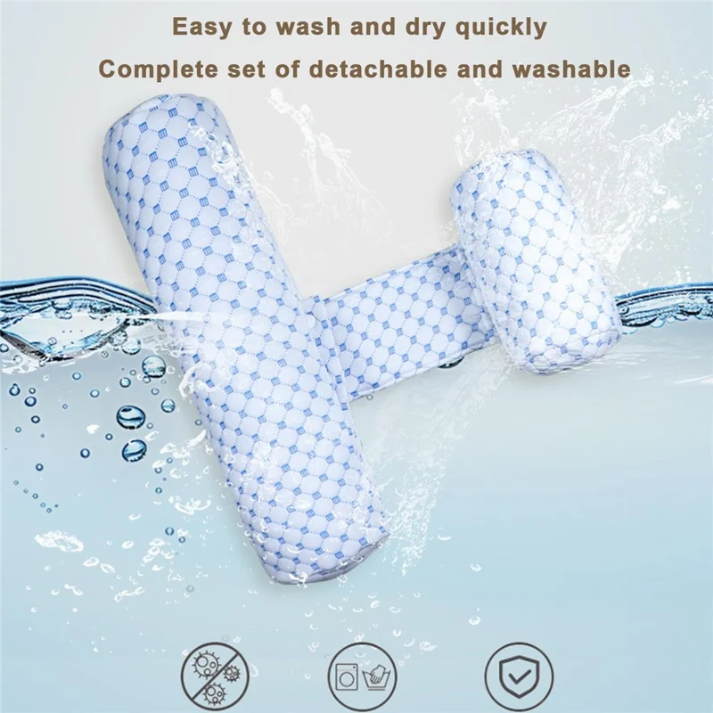 Cuscino Laterale con Poggiatesta per Bambini 6-12 Mesi in Morbida Seta di Latte, Antiscivolo a Forma di U - Blu Ghiaccio