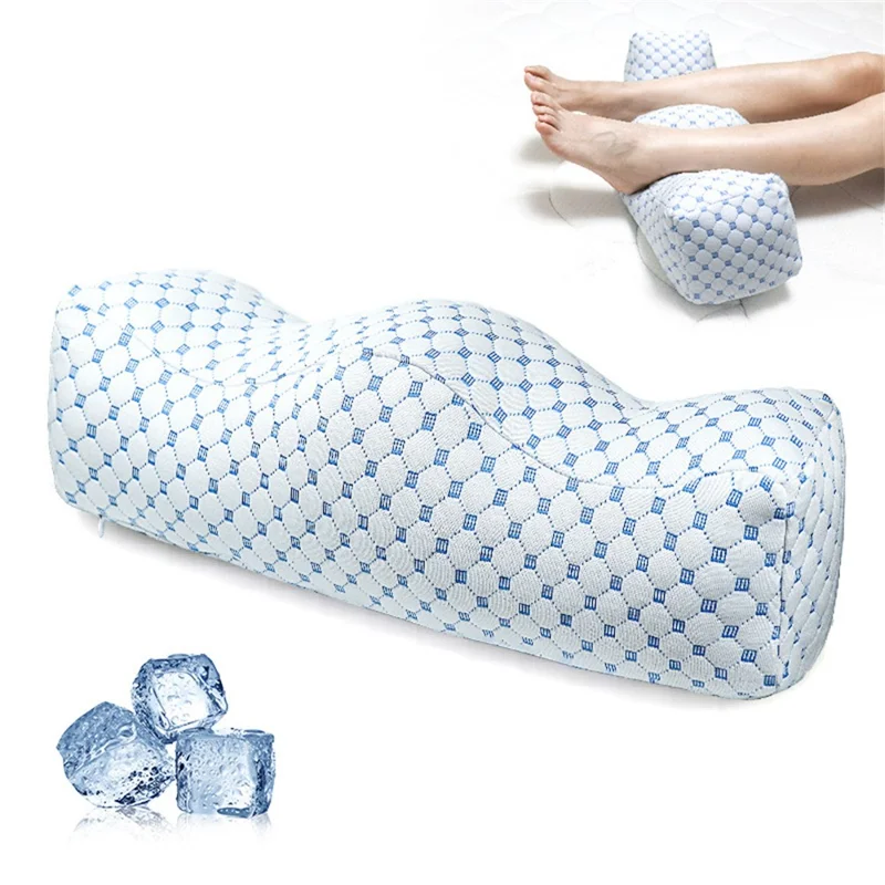 Cuscino di Sollevamento per Ginocchia e Gambe a Forma d'Onda per Anziani, Cuscino per il Riposo dei Piedi per il Rilievo dalle Varici - Blu Ghiaccio