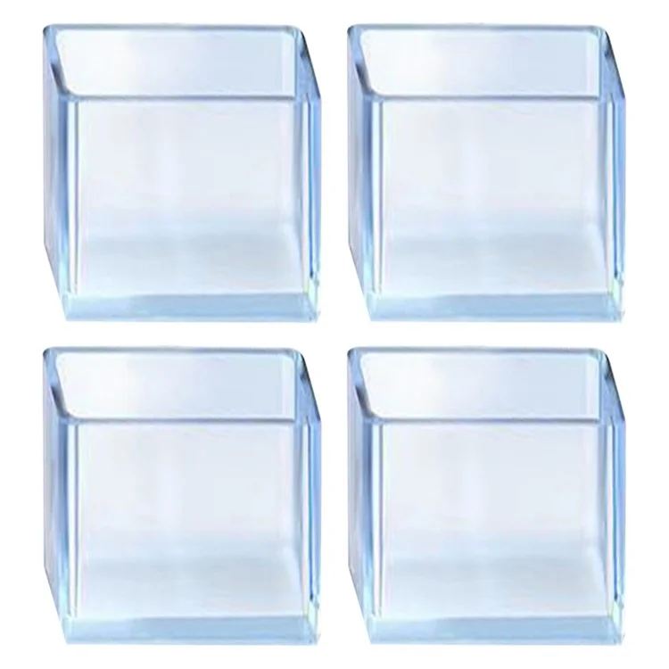 4 Stück / Set 25 * 25 mm Möbel-Nivellierungsfüße System Quadratische Stuhlbein-Kappen Transparente Gummifüße Staubschutz