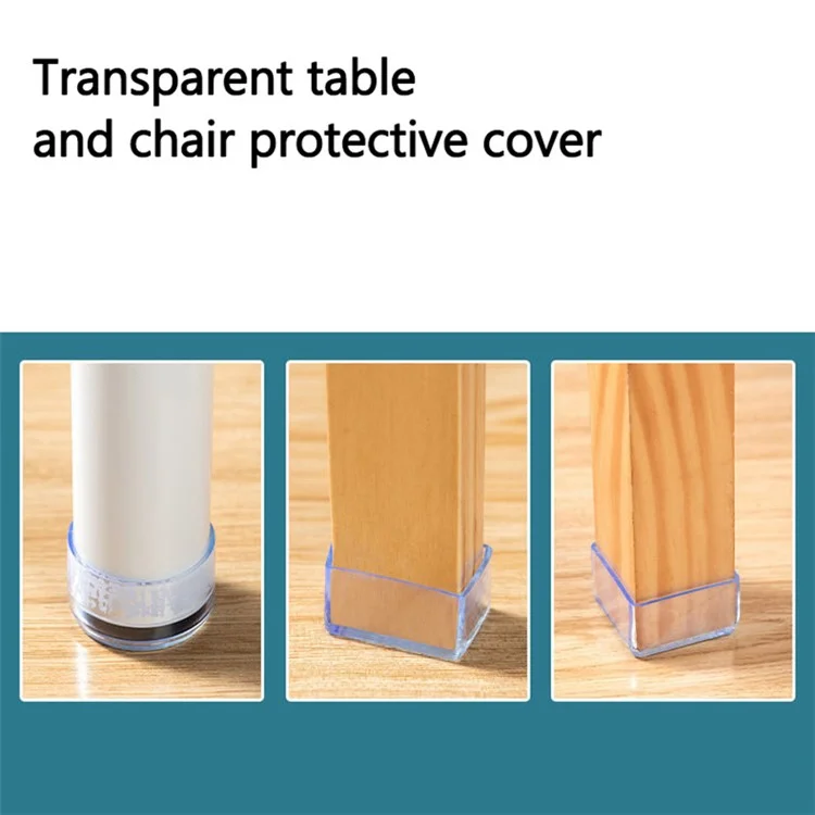 4Pcs / Set 25*25mm Furniture Leveling Feet System Square Chair Leg Caps Transparent Rubber Feet Protector Dust Cover