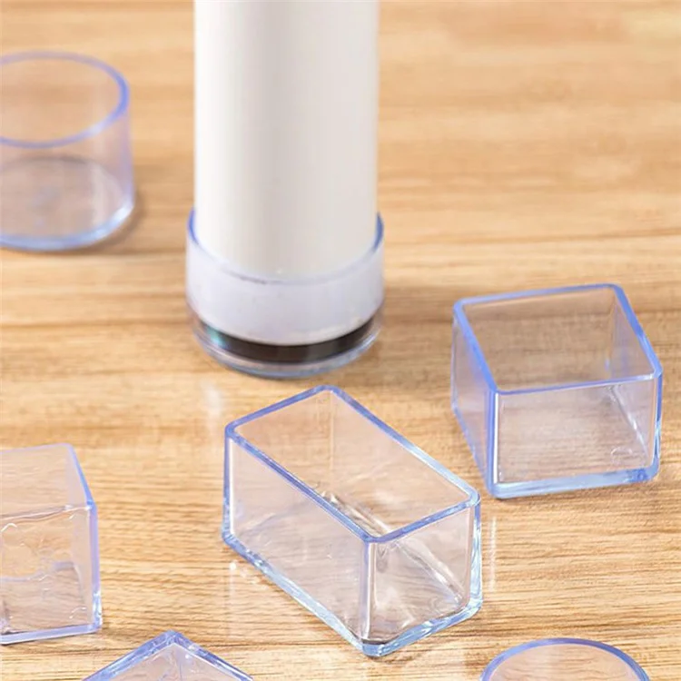 4 Stück / Set 25 * 25 mm Möbel-Nivellierungsfüße System Quadratische Stuhlbein-Kappen Transparente Gummifüße Staubschutz