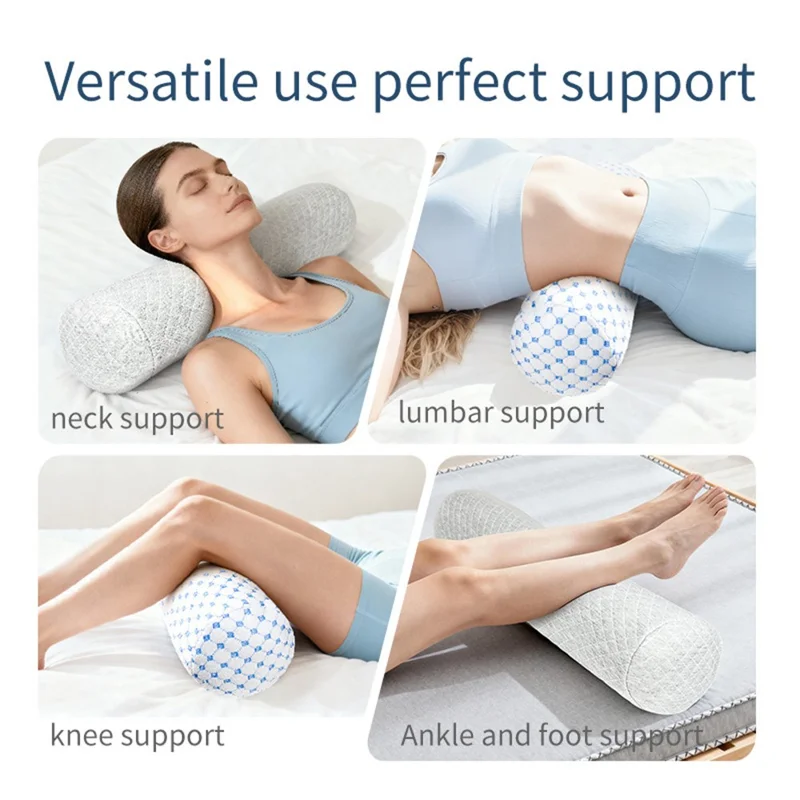 Mælkesilk Rund Halspude Cervikal Støttepude Halspine Lindring Cylindrisk Pude - Isblå