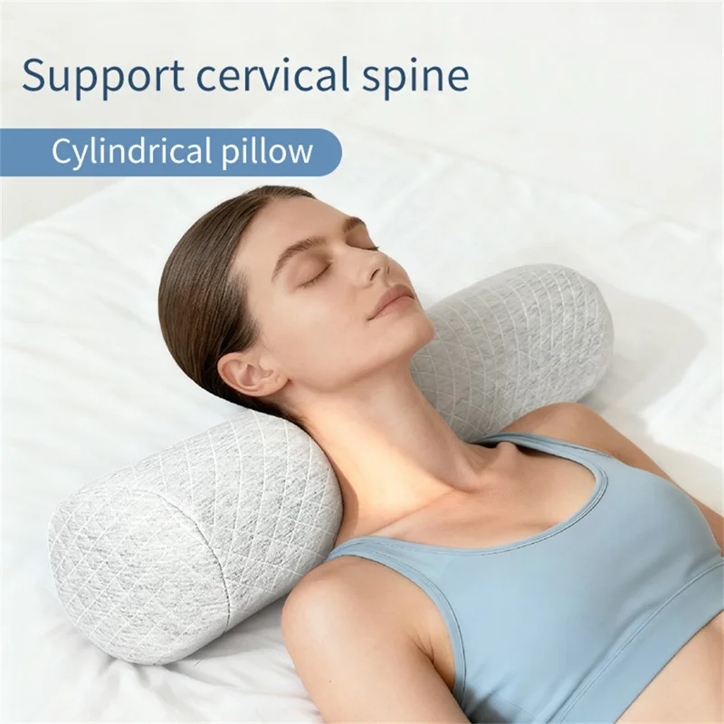 Mælkesilk Rund Halspude Cervikal Støttepude Halspine Lindring Cylindrisk Pude - Isblå