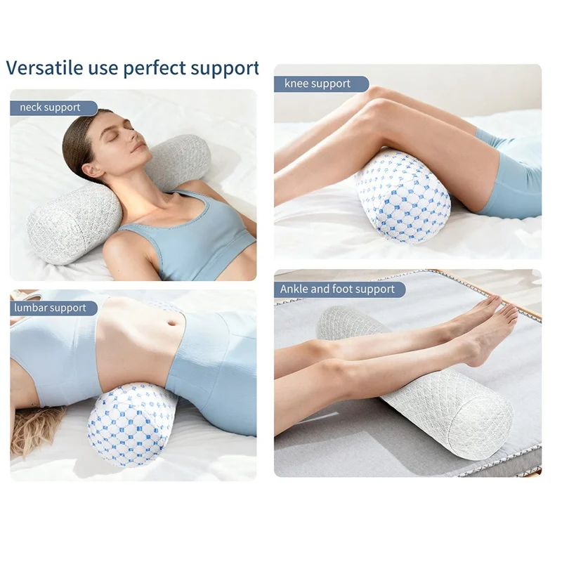 Mælkesilk Rund Halspude Cervikal Støttepude Halspine Lindring Cylindrisk Pude - Isblå