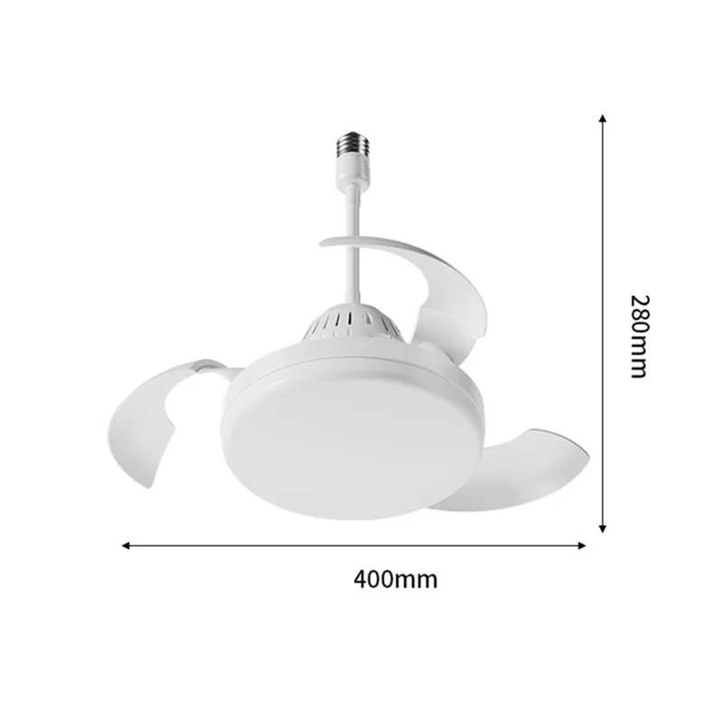 E27 Small Extended Head Fan Light Remote Control 3 Speeds Adjustable Invisible Ceiling Fan Light