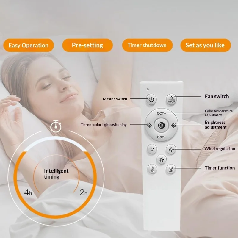 E27 Big Extended Head Fan Light Remote Control 3 Speeds Adjustable Invisible Ceiling Fan Light