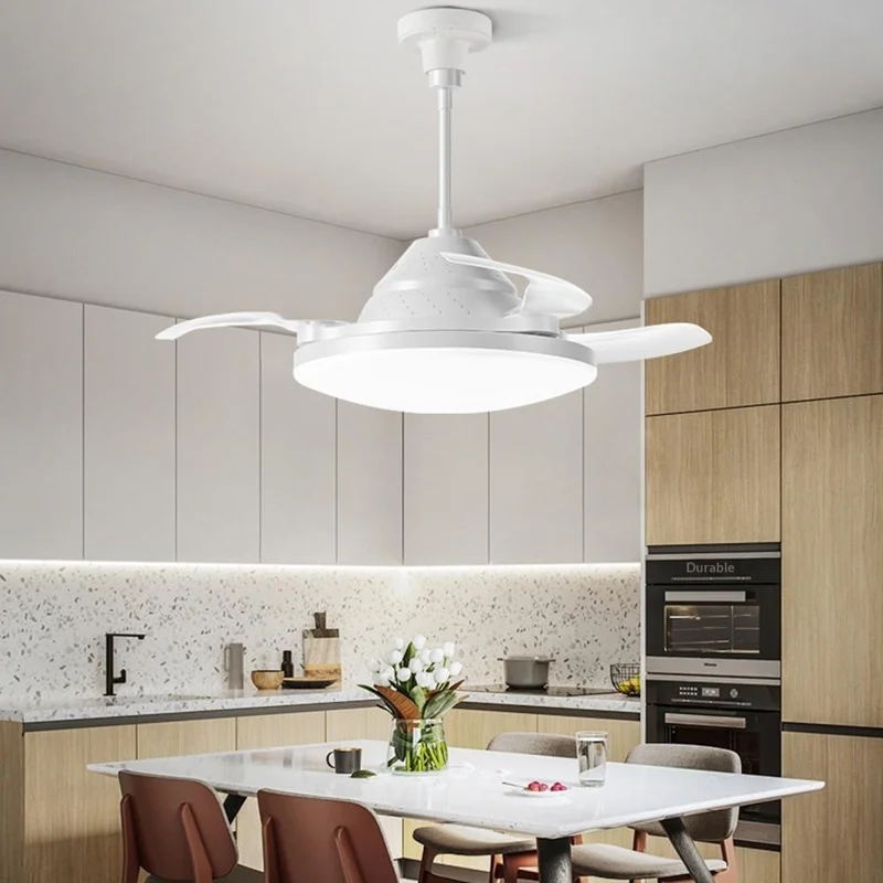 E27 Big Extended Head Fan Light Remote Control 3 Speeds Adjustable Invisible Ceiling Fan Light