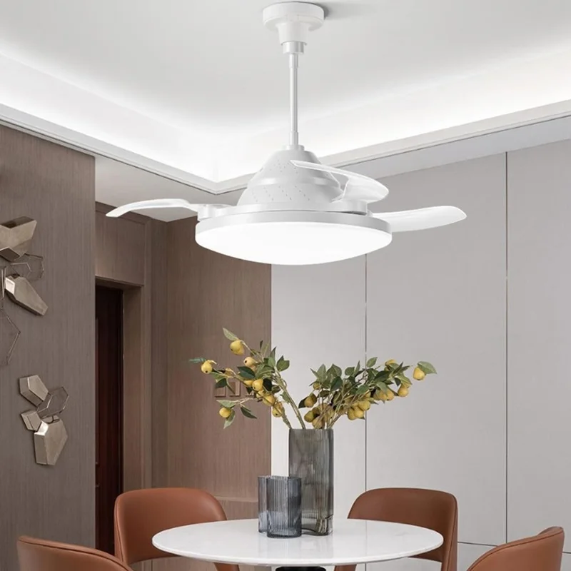 E27 Big Extended Head Fan Light Remote Control 3 Speeds Adjustable Invisible Ceiling Fan Light