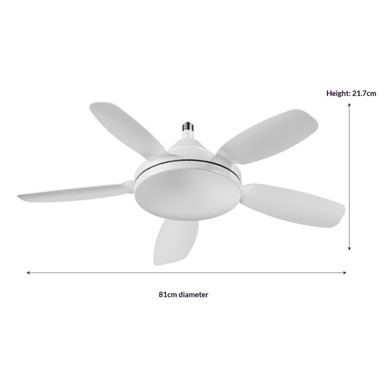 E27 32 inch Large Airflow Ceiling Fan Light Remote Control Fan Lamp 3 Level Dimming for Dining Room Bedroom