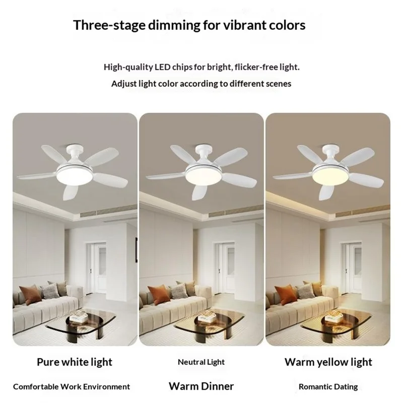 E27 32 inch Large Airflow Ceiling Fan Light Remote Control Fan Lamp 3 Level Dimming for Dining Room Bedroom